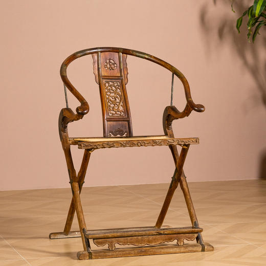 清	黄花梨透雕螭龙纹交椅 商品图0