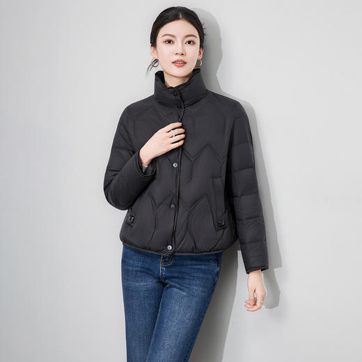 「高货wl」全新升级【铂金会员395/天猫529/差价134】(62650)洛诗琳立领单排扣轻薄绒羽绒服2025秋冬防风保暖短外套女 商品图1