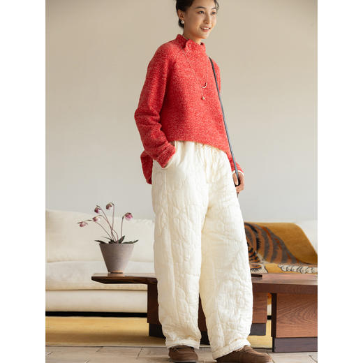 牧衣游原创 16姆米丝棉涧棉裤子冬季舒适保暖百搭休闲裤 暖云天 商品图3