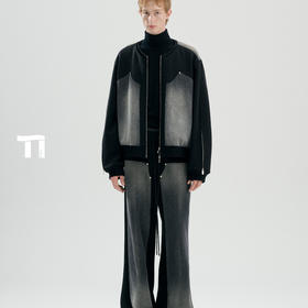 启世录TIWILLTANG“暮玥洇钰”水洗牛仔拼接卫衣套装