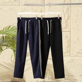 撞色拼接~加绒加厚宽松直筒运动休闲裤