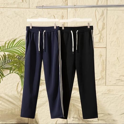 撞色拼接~加绒加厚宽松直筒运动休闲裤 商品图0