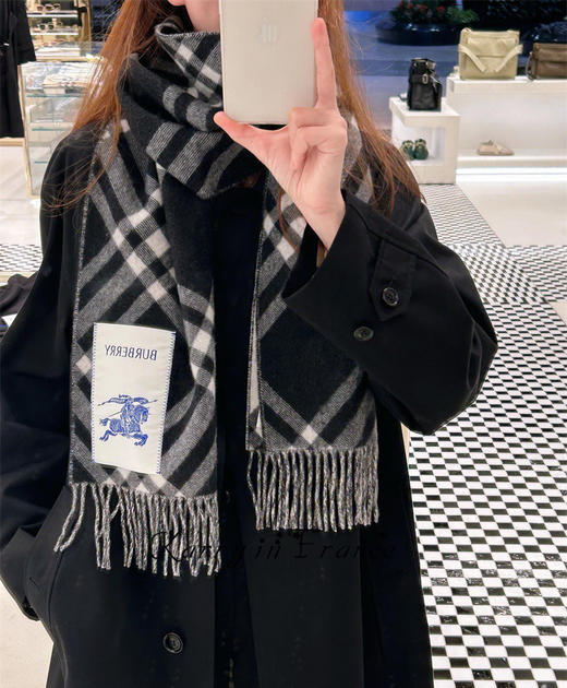 bbr格纹战马双面羊绒围巾披肩 商品图1