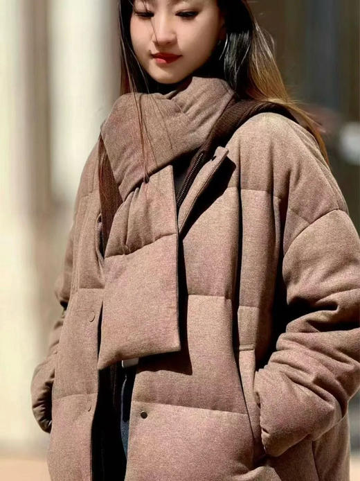 1110-1 轻盈保暖 渠道货 小禾围脖款羽绒服 牦牛混纺针织 填充鹅绒绒子 商品图2