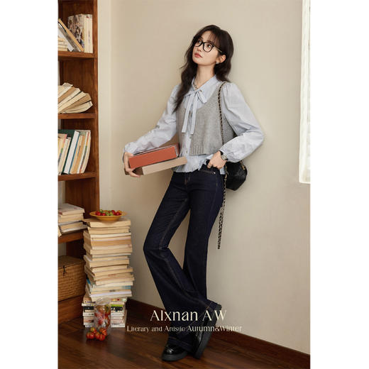 鹿向南「芋泥薯薯」灰色马甲背心女秋季新款叠穿修身短款外搭上衣 商品图3