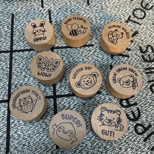【9个装】动物卡通DIY木质圆形印章动物卡通 九种图案 商品图3