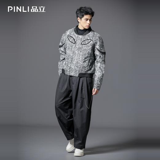 PINLI品立2025冬季新款男士棒球领贴布烫钻棉衣棉服夹克外套潮牌B253105016 商品图1