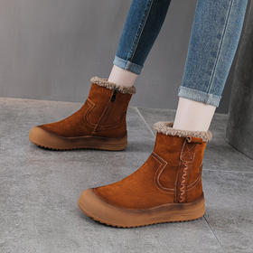 YR 2917加绒加厚雪地靴厚底保暖短靴平底防滑棉鞋