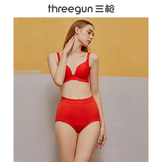 Threegun三枪 【舒肤棉】罗纹弹力女士三角内裤（1条装）-40666B011 商品图2