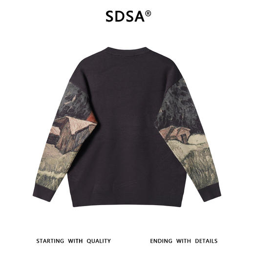 88105SDSA男士秋冬新款痞帅男装时尚彩绘房子提花圆领毛衣百搭宽松上衣 商品图5