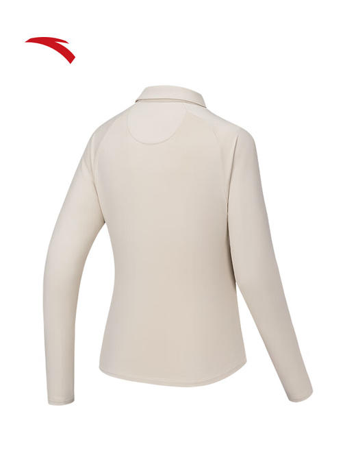 安踏超模T丨公主线修身polo长袖空气麦芬T加绒保暖针织衫162547407 【AirMuffin锁温】白茶色-1 商品图1