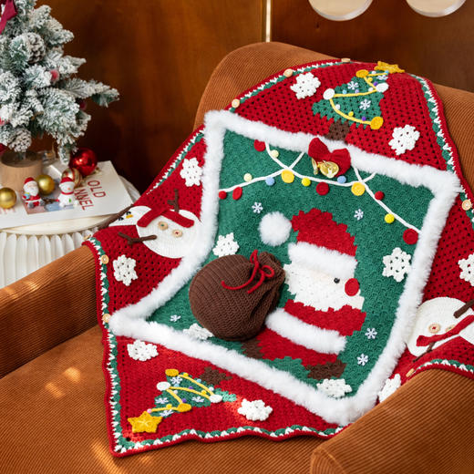苏苏姐家圣诞记忆抱枕毯手工DIY编织钩针毯子牛奶棉毛线团材料包 商品图1