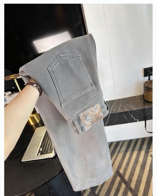 加绒牛仔裤比例分割线！~7密密绒拖地牛仔裤女秋冬新6款加绒宽松直筒阔腿裤 商品图3