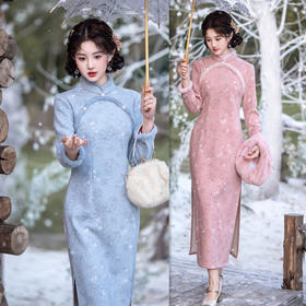 时尚改良新中式长款日常旗袍2025冬季新款长袖加厚旗袍211127