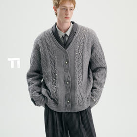 启世录TIWILLTANG“藏海生钰”麻花门襟珍珠开衫