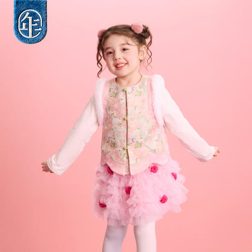 年衣童装儿童中式马甲冬季新品女童唐装上衣加绒华年小景中式马甲 商品图4
