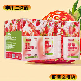 【啤酒】轩博草莓原浆精酿啤酒 原麦汁浓度10°P酒精度3.3%vol 1L*6