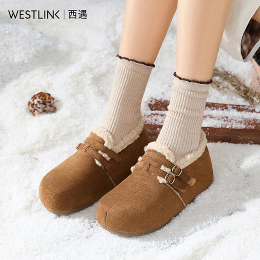 西遇加绒勃肯鞋女新款秋冬可爱内增高外穿小土豆面包毛毛棉鞋厚底雪地靴V2357303 商品图1