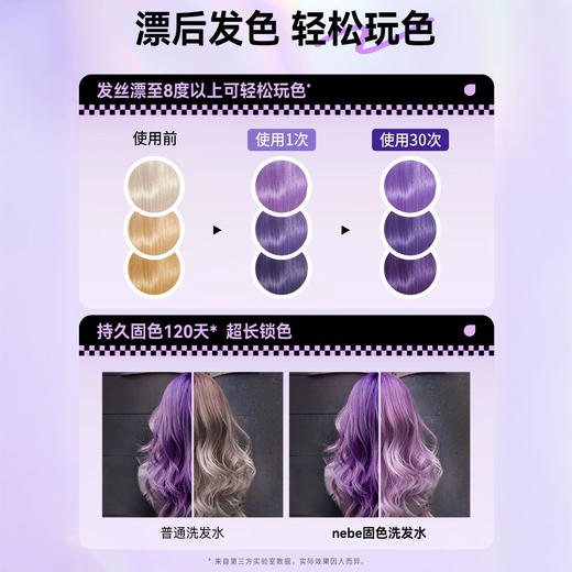 NEBE 炫彩固色洗发水 适应多种发色固色120天发色 持久不洗花 4款系列 商品图3