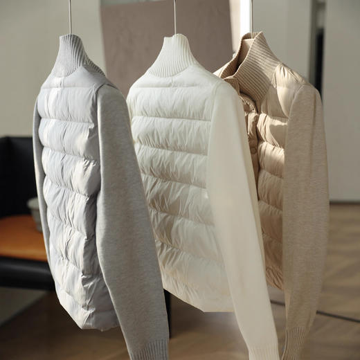 丁摩 高品质空气小暖宝！轻盈保暖珍珠绒羊毛棉服针织拼接立领宽松外套女秋冬5ZF-11107 商品图4