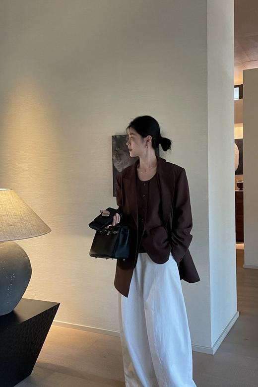 ESTELLICA 复古港风咖色休闲翻领西装外套 20699 商品图2