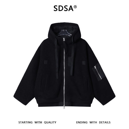 23768SDSA男士秋冬新款痞帅男装简约拼接拉链立领连帽鹅绒服假两件宽松 商品图0