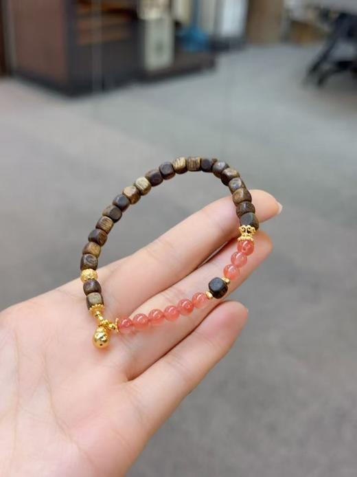 【样品出清】孤品捡漏 “福禄生财”天然冰南红半山半水沉香手串 JD 商品图5