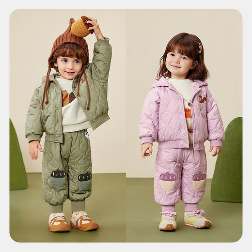 迷你巴拉巴拉男女童长袖棉服套装儿童长裤可爱外套2025冬新品 商品图2