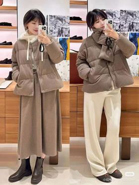 1110-1 轻盈保暖 渠道货 小禾围脖款羽绒服 牦牛混纺针织 填充鹅绒绒子