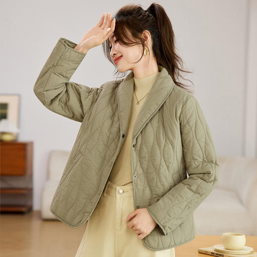 丁摩 短款轻薄棉衣外套女秋冬新款菱格休闲百搭夹棉上衣棉服夹克5ZF-82568 商品图1