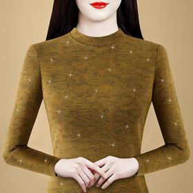 KQL 356H2217满钻时尚气质抓绒修身保暖妈妈装上衣