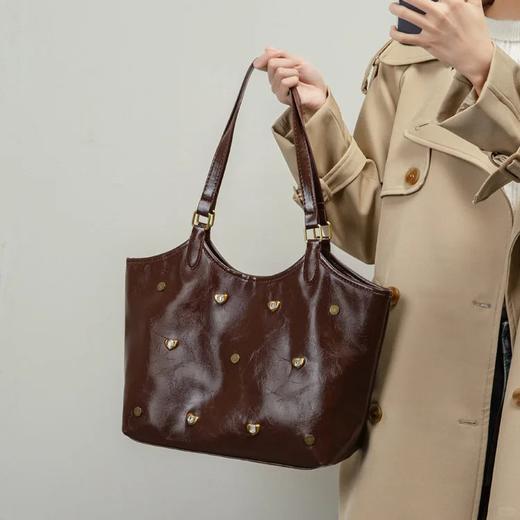 【敦煌小爱心·皮质托特包】2025新款复古简约单肩大容量托特包 商品图10