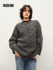 HIDEMI 极简大廓形圆领粗棒针羊驼毛羊毛混纺花纱宽松慵懒毛衣 商品缩略图1