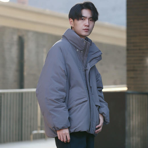 DRONKOO 2025 立领左上口袋拉链装饰微阔短款中厚羽绒服 商品图1