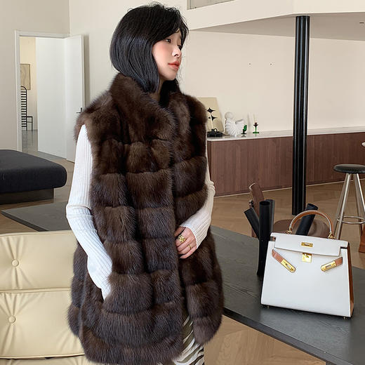 丁摩 仿紫貂新款气质马甲中长款外套33669 商品图2