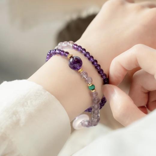 【紫水晶双圈手串】敦煌福泽南红玛瑙双圈手串女 天然紫水晶好运珠叠戴手链新中式国潮礼物 商品图8