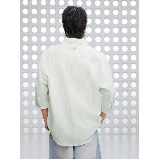GXG男装 条纹设计衬衫通勤七分袖衬衣男士休闲上装 2025夏季新品 商品图3