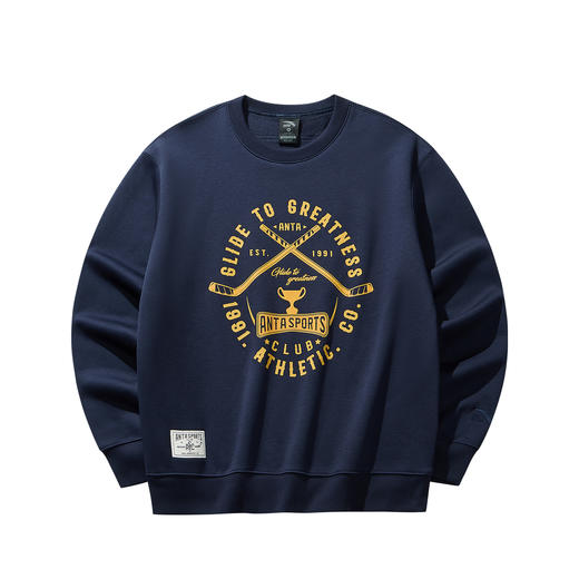 安踏美式加绒卫衣男冬季新款潮流百搭宽松圆领长袖上衣152548720N 商品图2