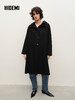 HIDEMI 黑色可拆卸连帽羊毛大衣 商品缩略图1