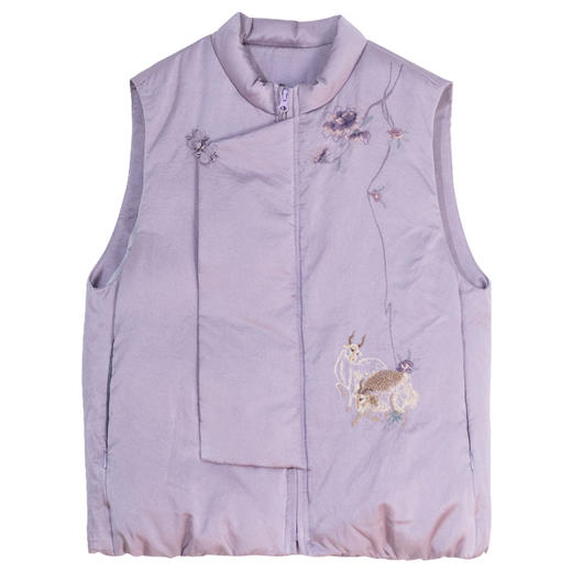 牧衣游原创 丝棉手工刺绣95级高蓬松红嘴雁羽绒马夹加厚保暖 片羽 商品图4