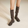 千百度厚底弹力靴女袜靴显瘦增高瘦瘦靴骑士靴长靴子A25506608 商品缩略图4