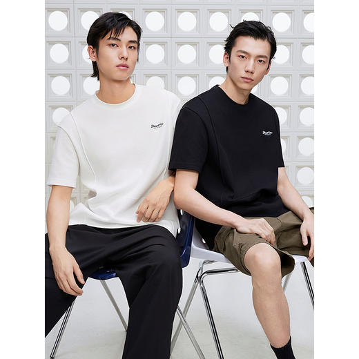 GXG男装 圆领T恤双色华夫格肌理上衣凉感短袖针织 2025夏季新品 商品图2