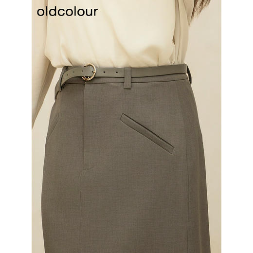 oldcolour欧珂商场同款纯色直筒开衩半身长裙女Q130606A1 商品图3
