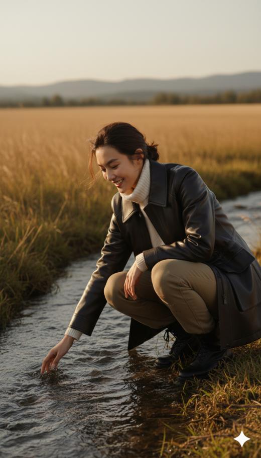 抽褶收腰翻领美式插肩袖外套 商品图3