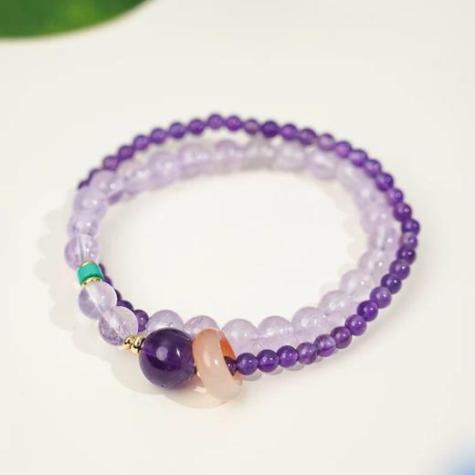 【紫水晶双圈手串】敦煌福泽南红玛瑙双圈手串女 天然紫水晶好运珠叠戴手链新中式国潮礼物 商品图9