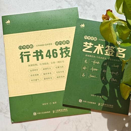 行书攻略 行书46技+艺术签名 技巧提升2册 行书技法教程艺术签名设计教程 签名行书字帖临摹练习赠跟练视频和电子字帖库 商品图3