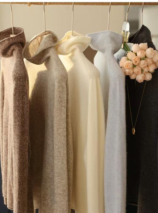 藏地软黄金13.5牦牛绒86.5绵羊毛无缝高领堆堆领打底衫毛衣 商品图3