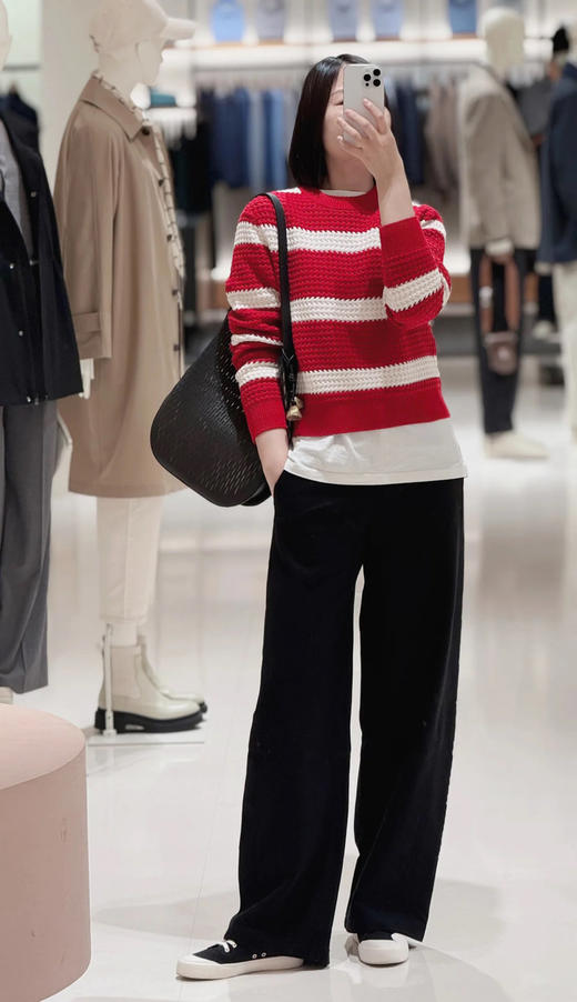 【高品质私服】【IC棉羊绒条纹套头针织衫】利落线条勾勒慵懒随性的廓形，自带复古法式风情G1268-CC【无标出货 介意慎拍】 商品图1