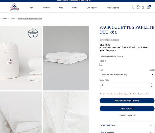 法国Pyrenex98%绒大朵绒鹅绒被子羽绒被 商品图8