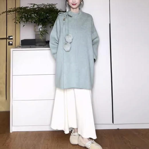 裁缝学苑AH89韩系呢子大衣立领偏襟系带双面羊绒大衣纸样外套女装 商品图1